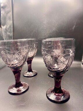 Hammered Garden Vine Amethyst Goblets